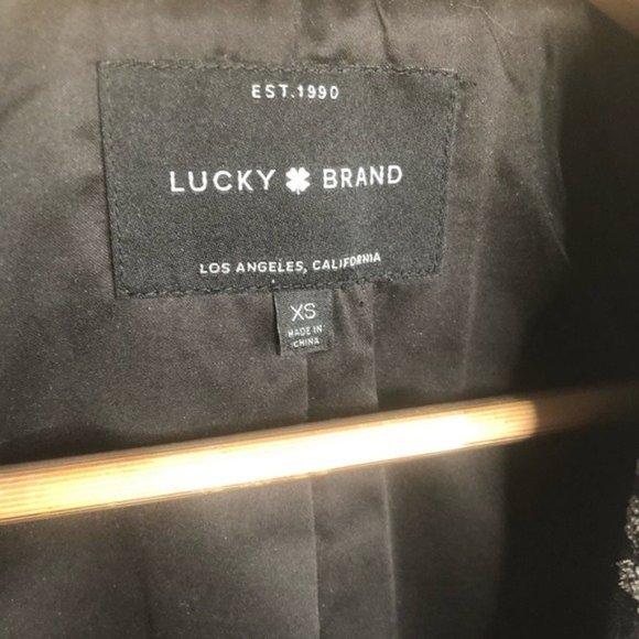 Lucky Brand Pea Coat Floral Black Mid Length Lined Jacket XS - Picture 4 of 5